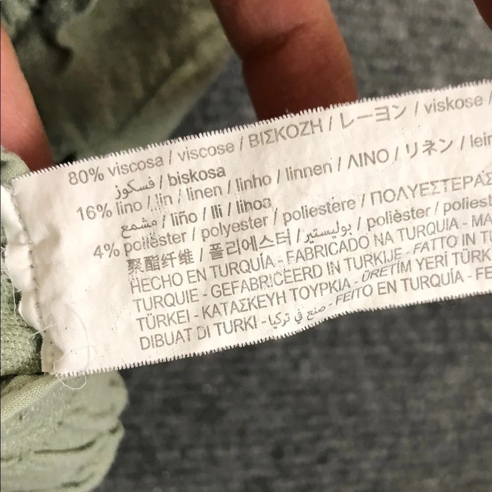 Zara Sage Green Drawstring Jogger Pants Sz XS (B5)